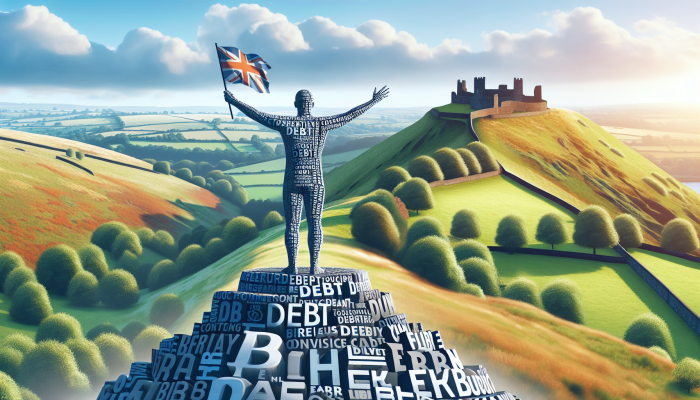 How to Celebrate Debt Consolidation Milestones: A Guide | DCL Person celebrating debt consolidation on a scenic UK hill with historical ruins and lush nature.